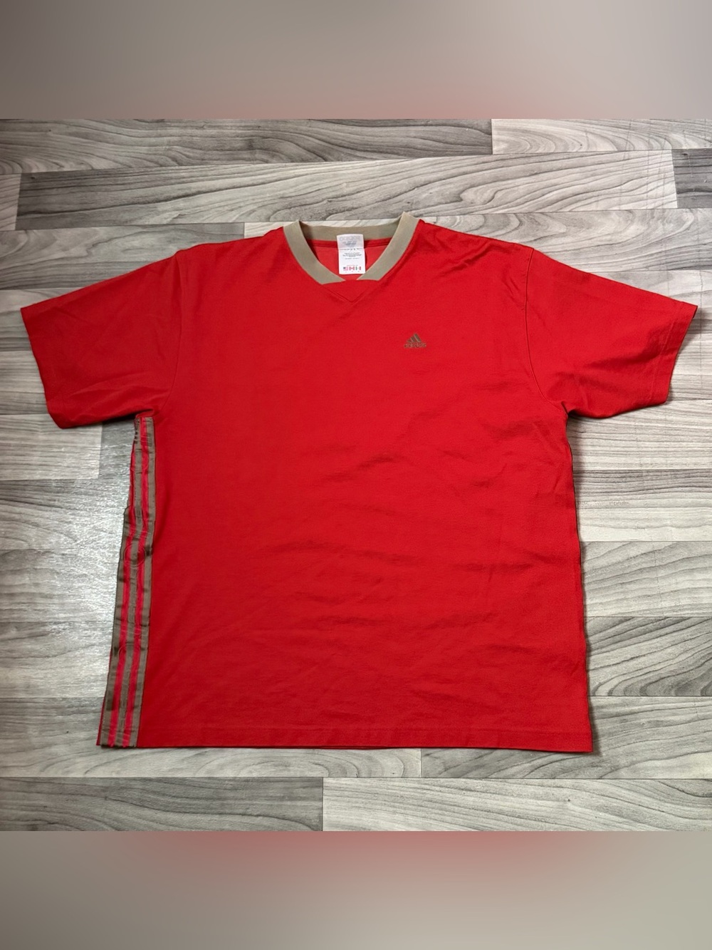 SIZE LARGE VINTAGE ADIDAS 90’s Y2K 3 STRIPES GOLD SKATER CYBER MALL JERSEY